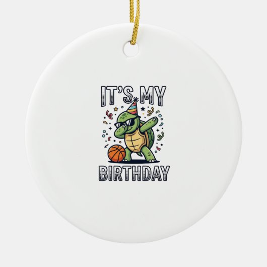 Verjaardag Schildpad Basketbal Feest Vector Ontwer Keramisch Ornament (Voorkant)