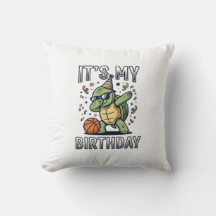 Verjaardag Schildpad Basketbal Feest Vector Ontwer Kussen