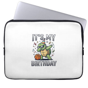 Verjaardag Schildpad Basketbal Feest Vector Ontwer Laptop Sleeve