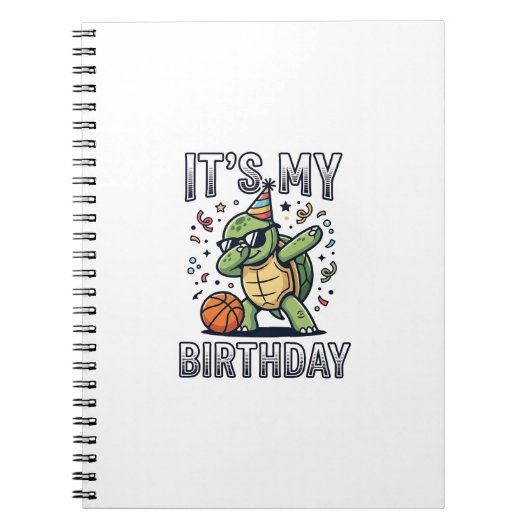 Verjaardag Schildpad Basketbal Feest Vector Ontwer Notitieboek (Voorkant)