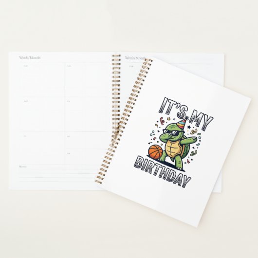 Verjaardag Schildpad Basketbal Feest Vector Ontwer Planner (Display)