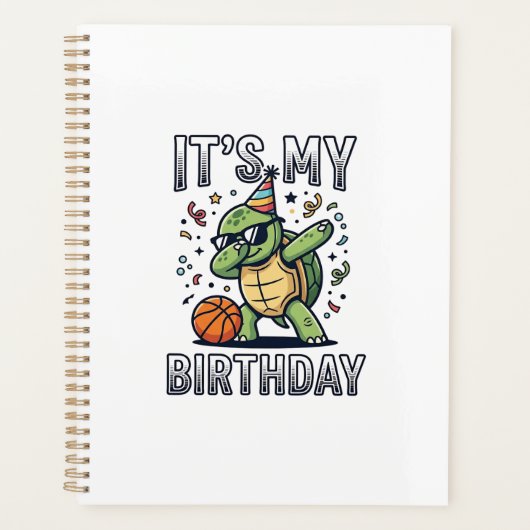 Verjaardag Schildpad Basketbal Feest Vector Ontwer Planner (Voorkant)