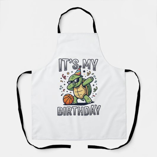 Verjaardag Schildpad Basketbal Feest Vector Ontwer Schort (Voorkant)