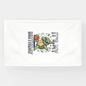Verjaardag Schildpad Basketbal Feest Vector Ontwer Spandoek (Horizontaal)
