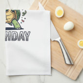 Verjaardag Schildpad Basketbal Feest Vector Ontwer Theedoek (Quarter Fold)