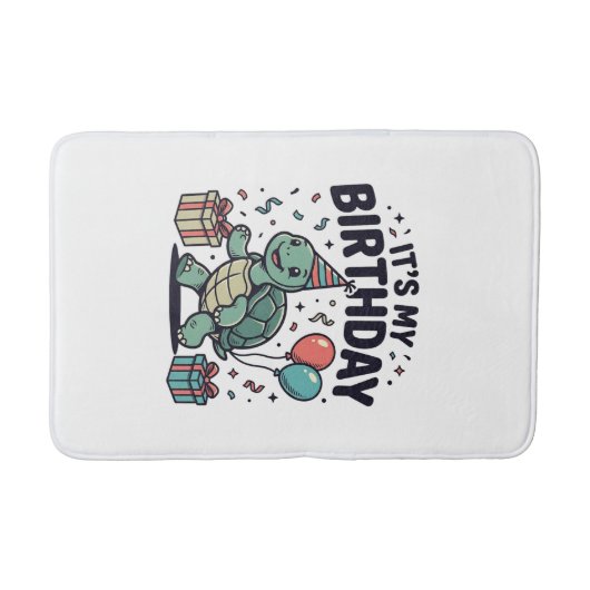 Verjaardag Schildpad Feest Vector Ontwerp_1 Badmat (Voorkant)