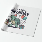 Verjaardag Schildpad Feest Vector Ontwerp_1 Cadeaupapier (Uitgerold)