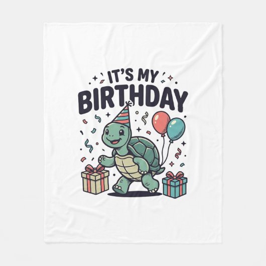 Verjaardag Schildpad Feest Vector Ontwerp_1 Fleece Deken (Voorkant)