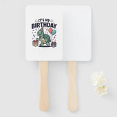 Verjaardag Schildpad Feest Vector Ontwerp_1 Handwaaier (Voorkant en achterkant)