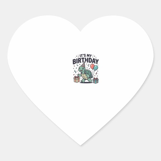 Verjaardag Schildpad Feest Vector Ontwerp_1 Hart Sticker (Voorkant)