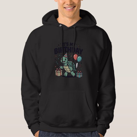 Verjaardag Schildpad Feest Vector Ontwerp_1 Hoodie (Voorkant)