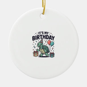 Verjaardag Schildpad Feest Vector Ontwerp_1 Keramisch Ornament