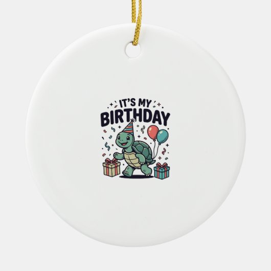 Verjaardag Schildpad Feest Vector Ontwerp_1 Keramisch Ornament (Voorkant)