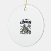 Verjaardag Schildpad Feest Vector Ontwerp_1 Keramisch Ornament (Links)