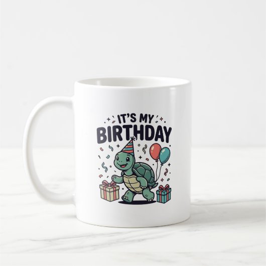 Verjaardag Schildpad Feest Vector Ontwerp_1 Koffiemok (Links)