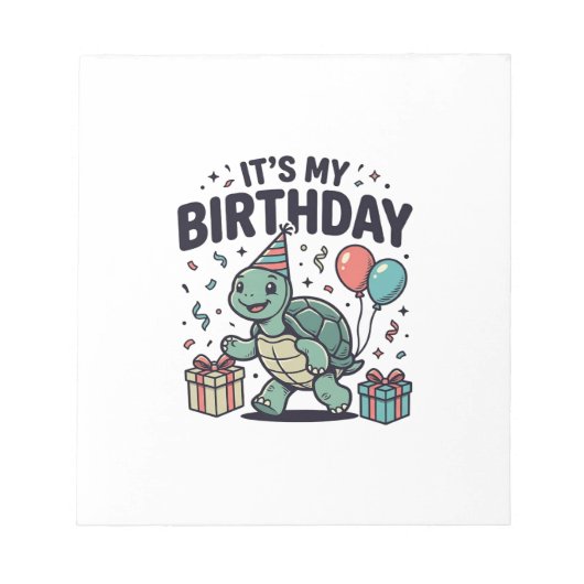 Verjaardag Schildpad Feest Vector Ontwerp_1 Notitieblok (Voorkant)