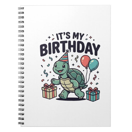Verjaardag Schildpad Feest Vector Ontwerp_1 Notitieboek (Voorkant)