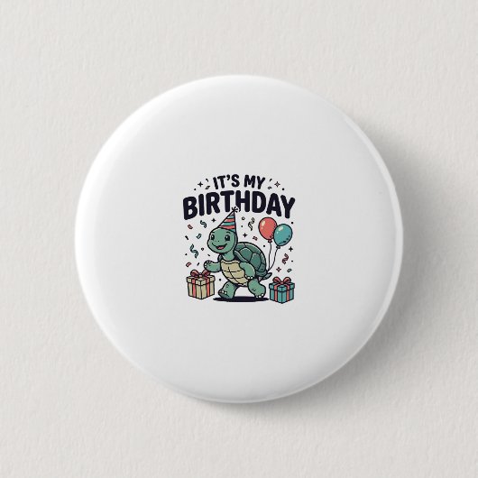 Verjaardag Schildpad Feest Vector Ontwerp_1 Ronde Button 5,7 Cm (Voorkant)