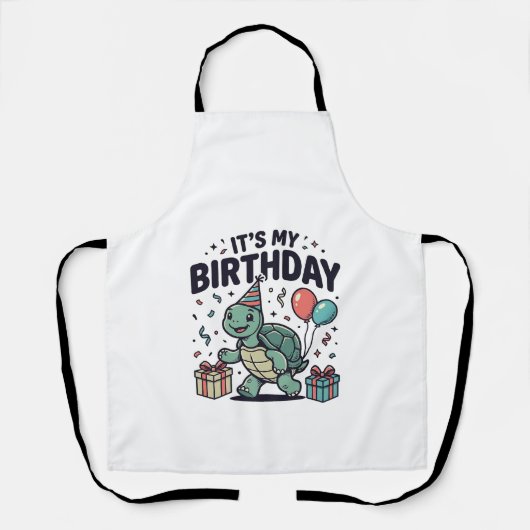 Verjaardag Schildpad Feest Vector Ontwerp_1 Schort (Voorkant)