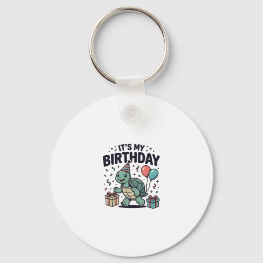 Verjaardag Schildpad Feest Vector Ontwerp_1 Sleutelhanger (Voorkant)