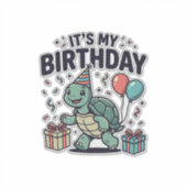 Verjaardag Schildpad Feest Vector Ontwerp_1 Sticker (Voorkant)