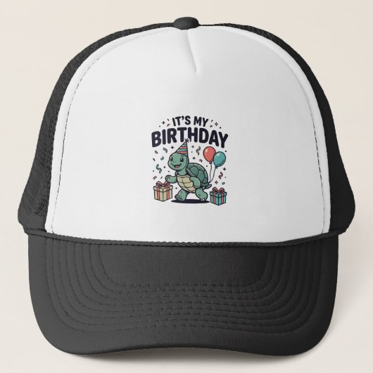 Verjaardag Schildpad Feest Vector Ontwerp_1 Trucker Pet (Voorkant)