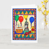 VERJAARDAG SCHNAUZER KAART (Gele Bloem)