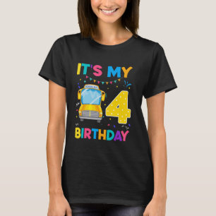 Verjaardag School Bus 4 jaar oud 4e Verjaardag Bus T-shirt