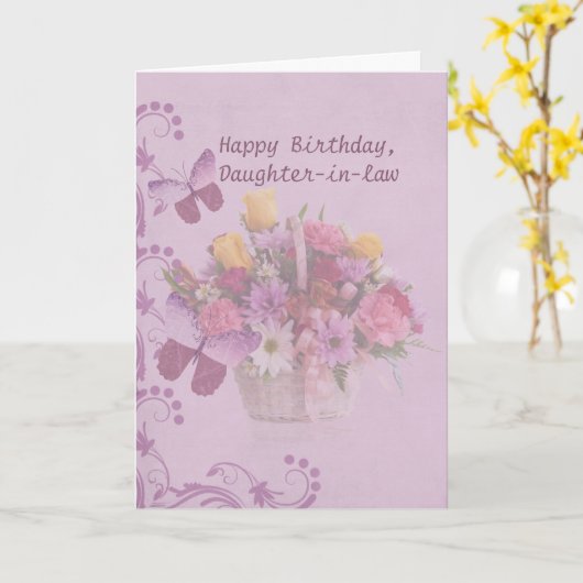 Verjaardag, Schoondochter, Mand van Bloemen Kaart (Gele Bloem)