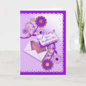 Verjaardag - Schoondochter - Paarse/Bloemen/Brief Kaart (Voorkant)