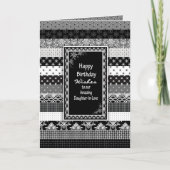 Verjaardag, schoondochter, zwart/wit lagen kaart (Voorkant)