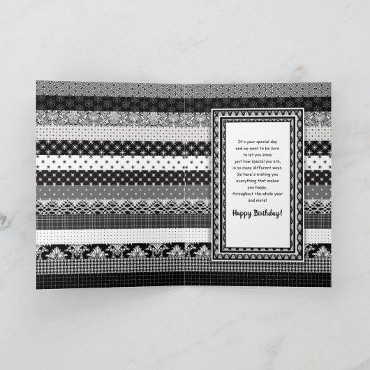 Verjaardag, schoondochter, zwart/wit lagen kaart (Binnen)