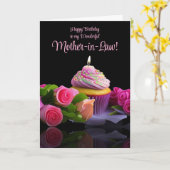 Verjaardag schoonmoeder met roze rozen kaart (Gele Bloem)
