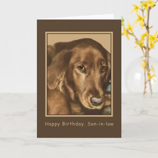 Verjaardag, schoonzoon, Golden Irish Dog Kaart (Gele Bloem)