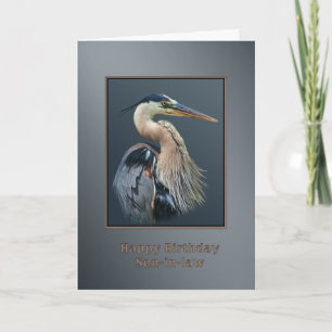 Verjaardag, schoonzoon, grote blauwe reiger, Kaart