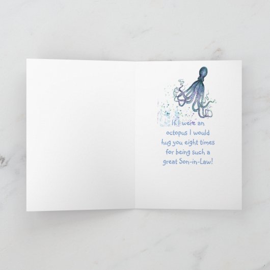 Verjaardag Schoonzoon Octopus Kon Je 8 Keer Knuffe Kaart (Binnen)