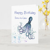 Verjaardag Schoonzoon Octopus Kon Je 8 Keer Knuffe Kaart (Gele Bloem)