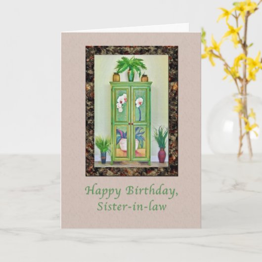 Verjaardag, schoonzus, stilleven met kabinet kaart (Gele Bloem)