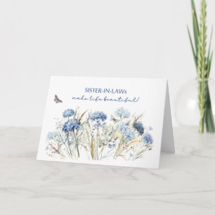 Verjaardag Schoonzus Stofblauwe Wilde Bloemen Kaart