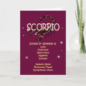 Verjaardag Scorpio Zodiac Kaart (Voorkant)