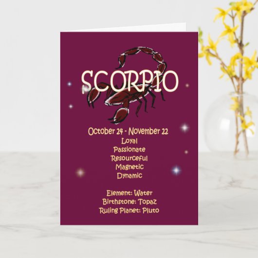 Verjaardag Scorpio Zodiac Kaart (Gele Bloem)
