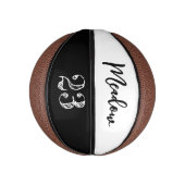 Verjaardag Script Naam Nummer Zwart Wit Basketbal (Verticaal)