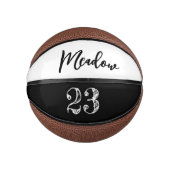 Verjaardag Script Naam Nummer Zwart Wit Basketbal (Voorkant)