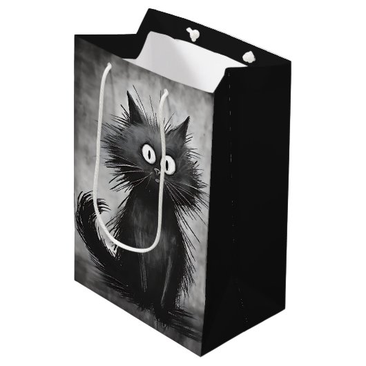 Verjaardag Scruffy Alley Cat Medium Cadeauzakje (Voorkant Gekanteld)