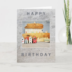 Verjaardag, Seaside, Driftwood, Papieren huizen, s Kaart