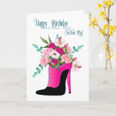 Verjaardag Secret Pal Bloemen in High Heel Schoen Kaart (Gele Bloem)