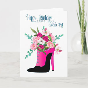 Verjaardag Secret Pal Bloemen in High Heel Schoen Kaart