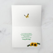 Verjaardag - Secret Pal - Zonnebloemen en vlinders Kaart (Binnen)