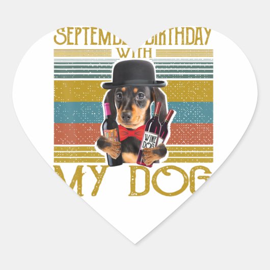 Verjaardag september met mijn Dog Dachshund 2020 Hart Sticker (Voorkant)