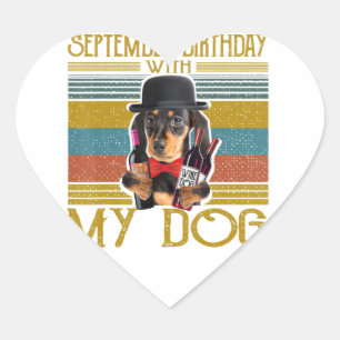 Verjaardag september met mijn Dog Dachshund 2020 Hart Sticker